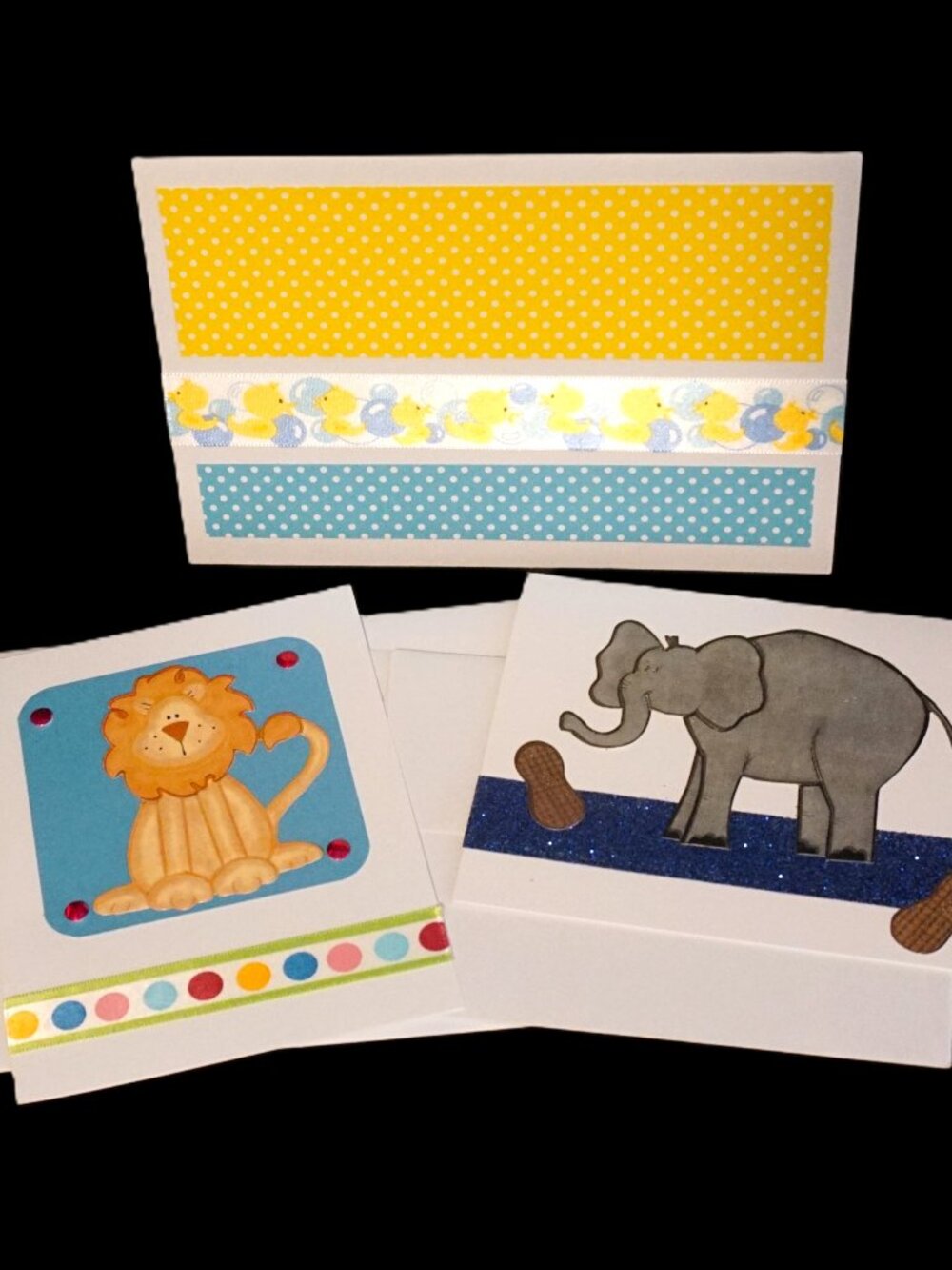 Set of 3 Baby Handmade Greeting Cards Boy Girls Gender Neutral Baby Animals